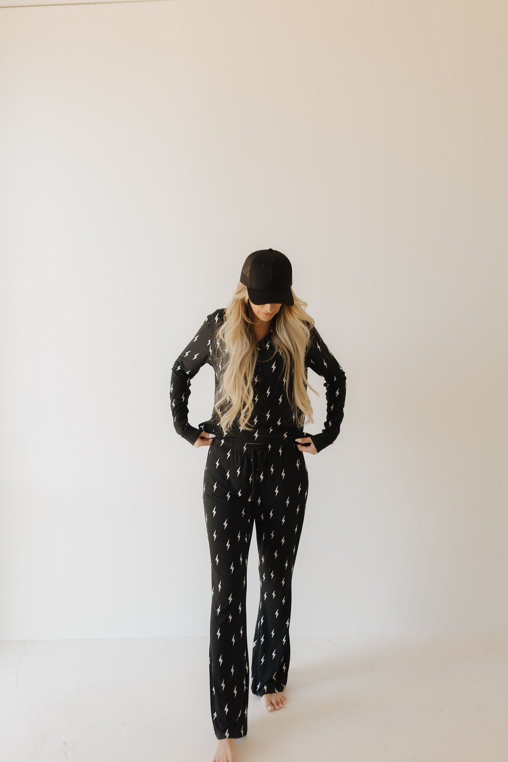 Women&#39;s Bamboo Pajama | Midnight Lightning Bolt || MATCHING KIDS
