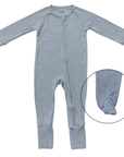 Heather Grey Ribbed Bamboo Zipper