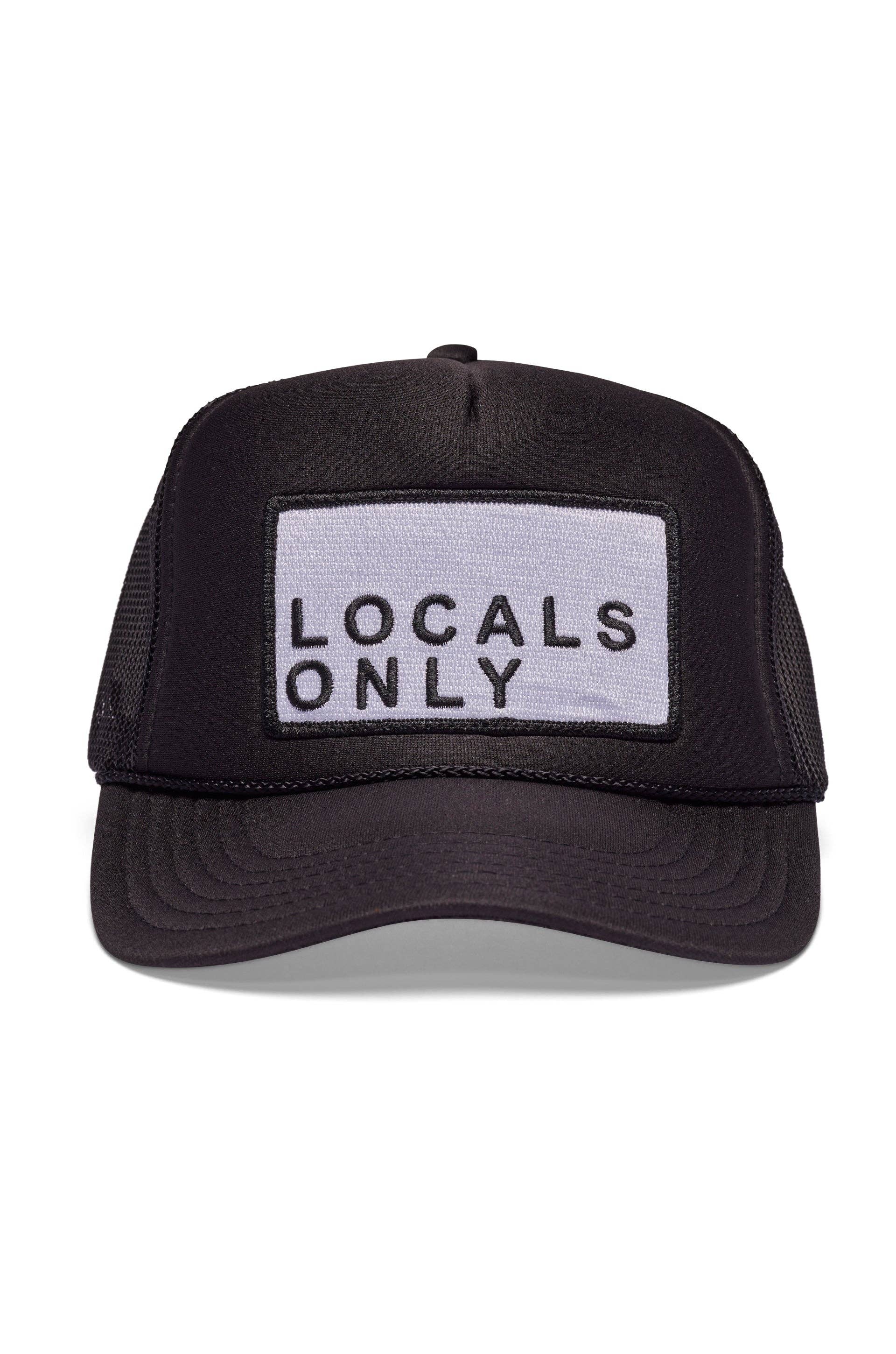 Youth Locals Only Trucker Hat in Black