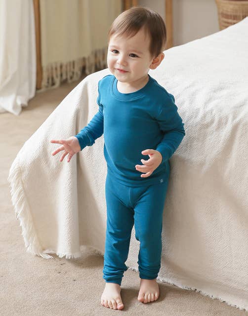 Modal Peacock Blue Long Sleeve PJs