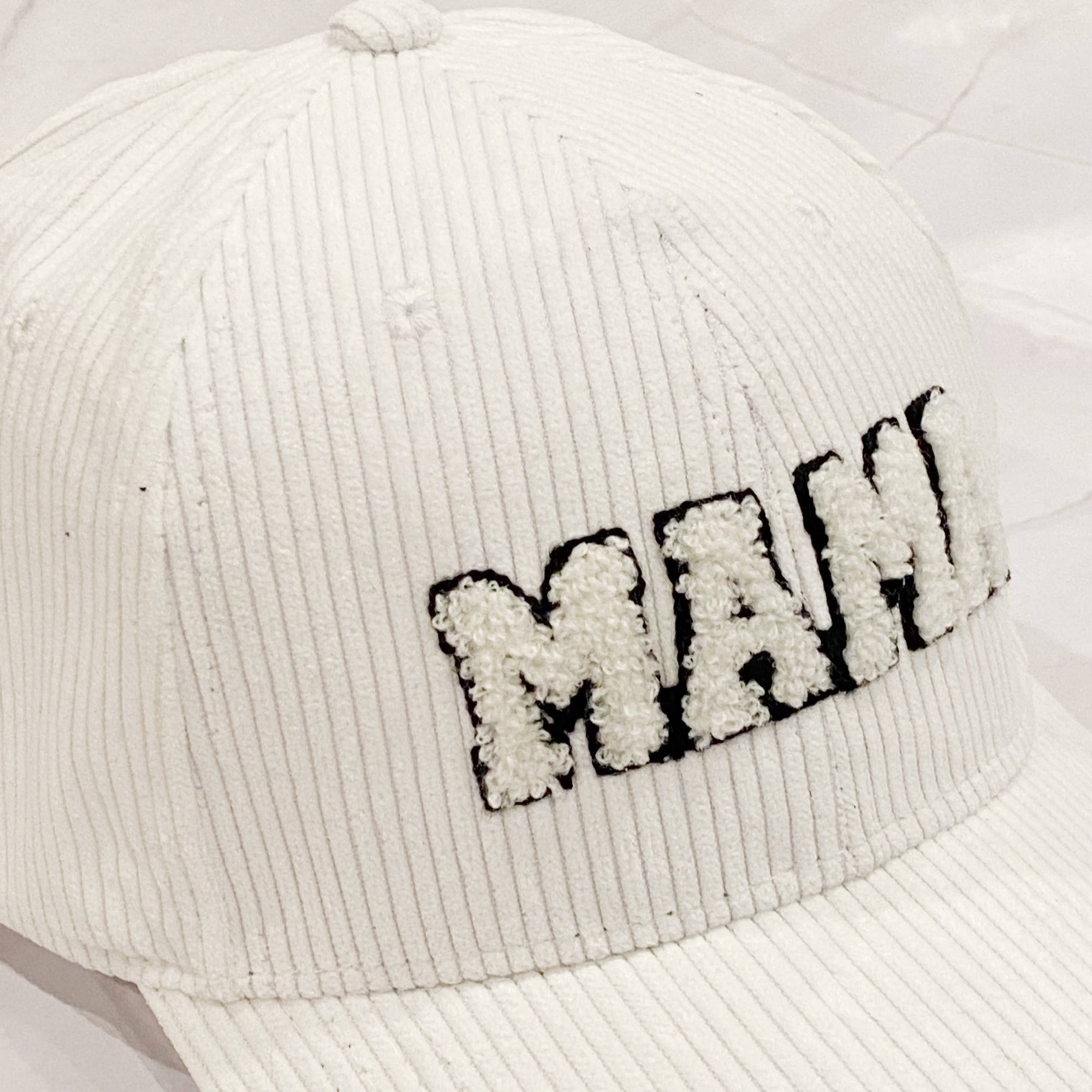 Corduroy Mama Ball Cap: White