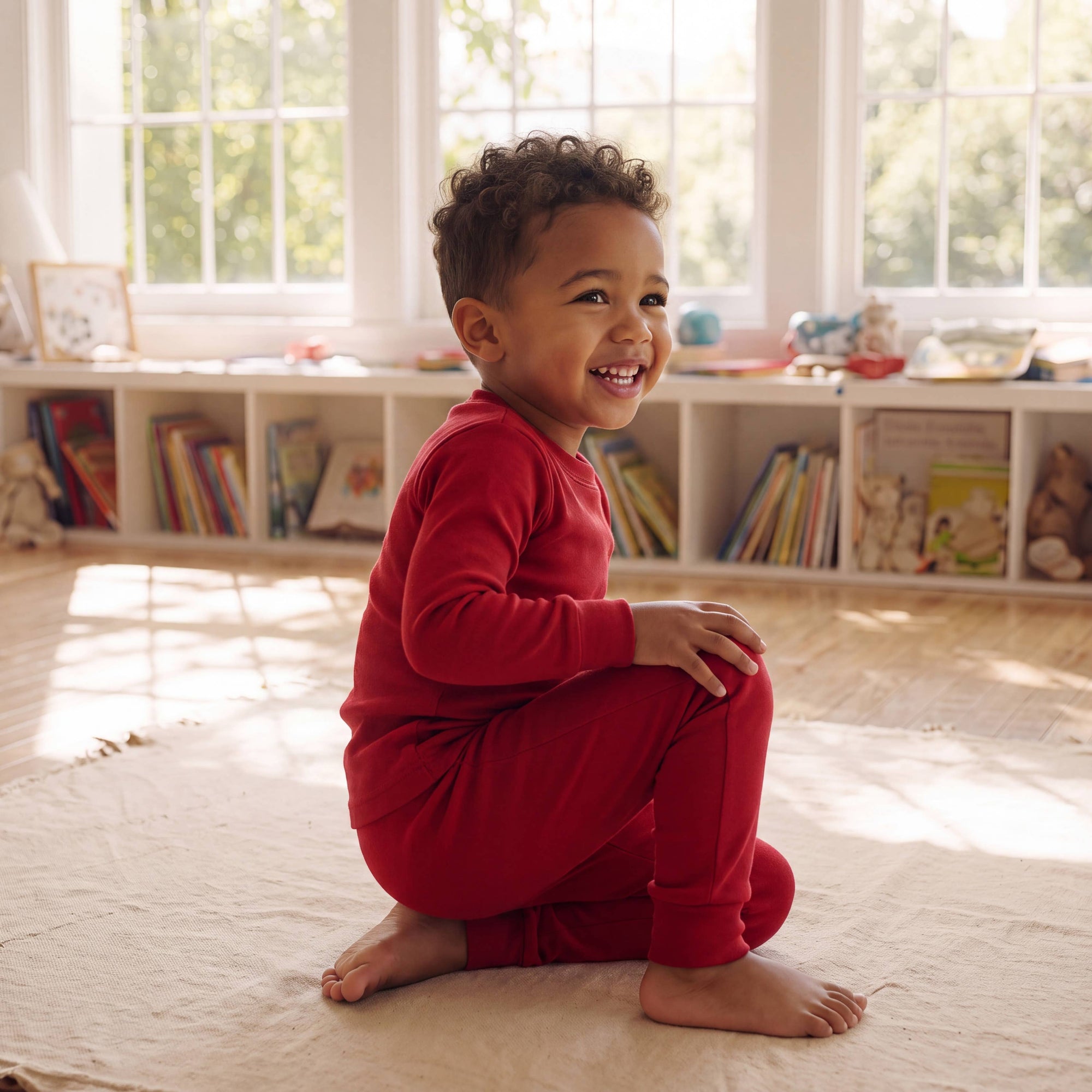 Bamboo Dark Red Long Sleeve PJs