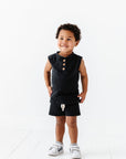 ACID WASH MUSCLE TEE - BLACK