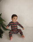 Bamboo Zip Pajamas | Holiday Stripe