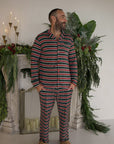 Men's Bamboo Button Up Lounge Set | Holiday Stripe
