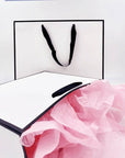White with Black Border Paper Gift Bag w/ free tissue
