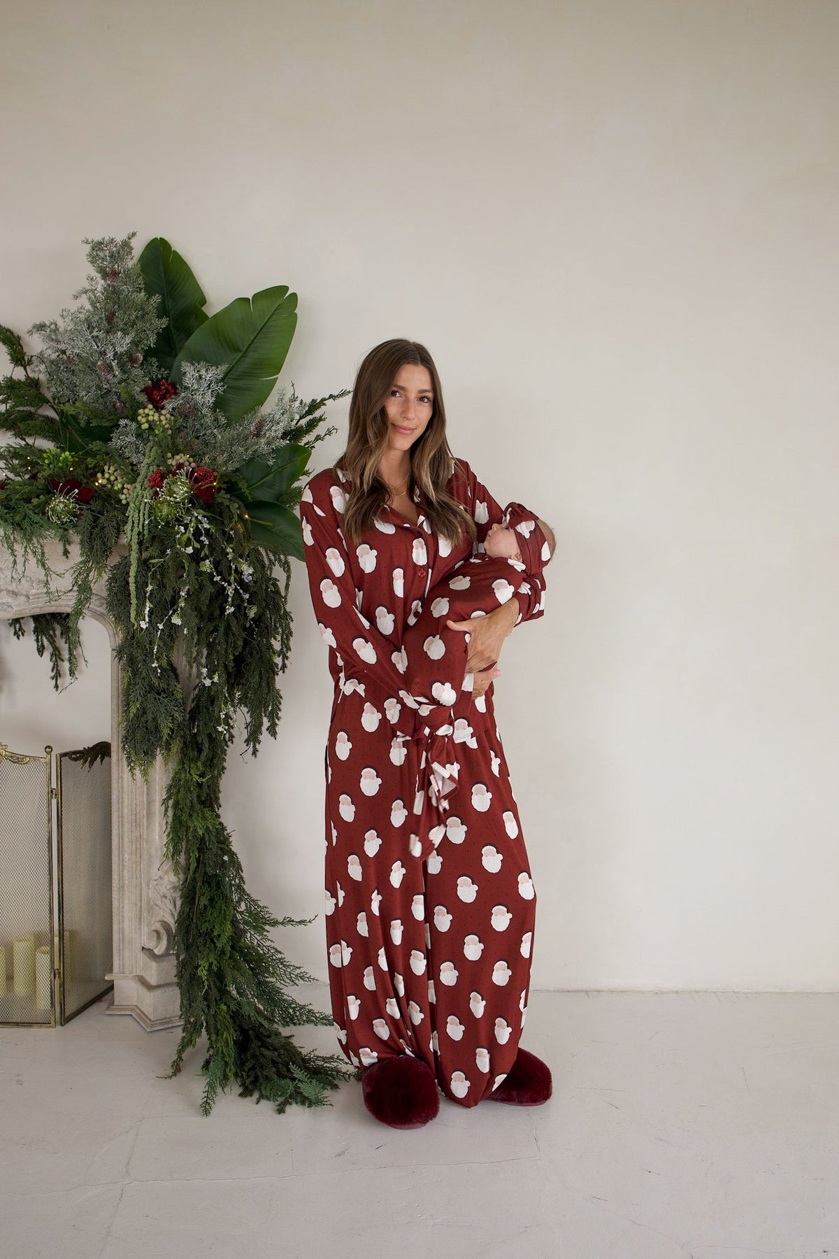 Women's Bamboo Button Up Lounge Set | Vintage Santa