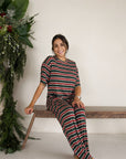 Women's Boxy Tee Lounge Set | Holiday Stripe