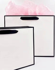 White with Black Border Paper Gift Bag w/ free tissue