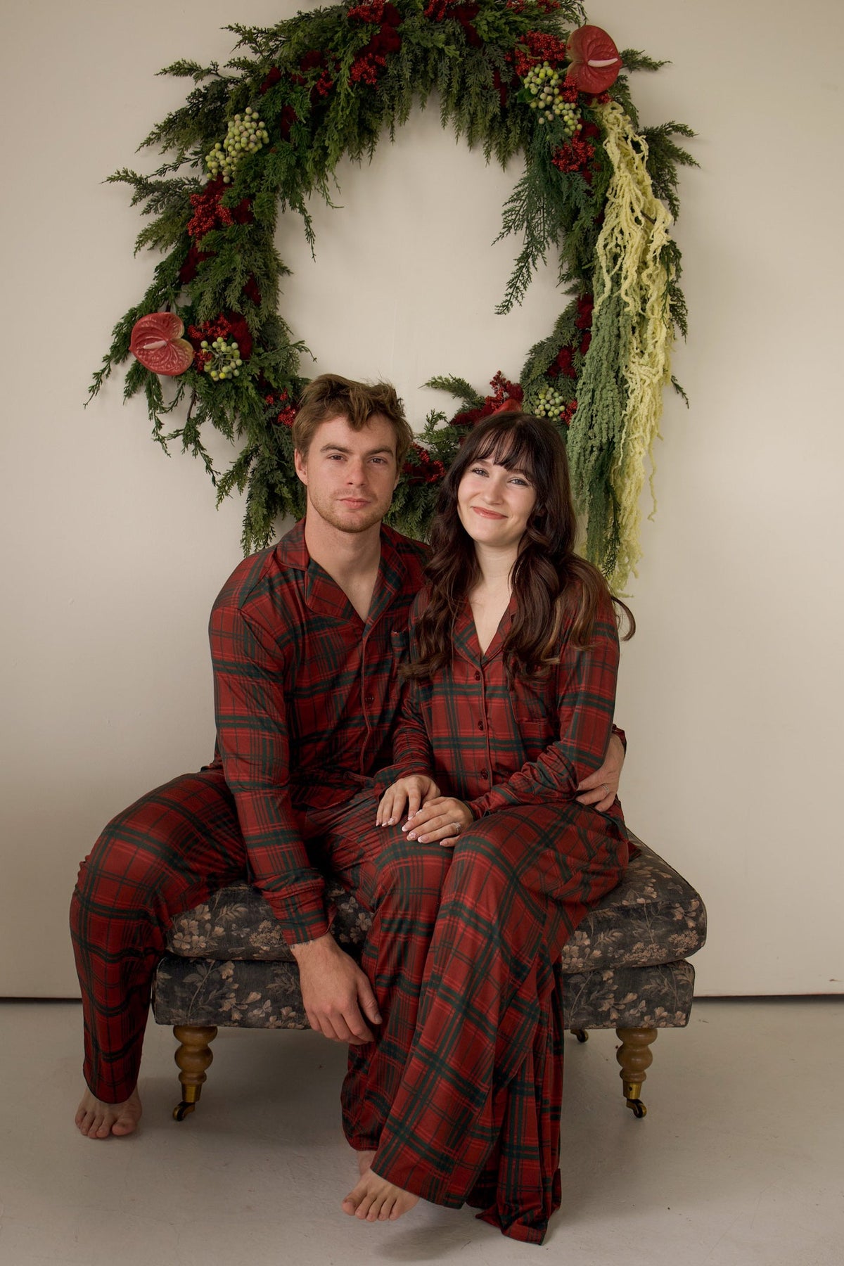 Women's Bamboo Button Up Lounge Set | Christmas Plaid