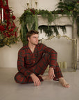 Men's Bamboo Button Up Lounge Set | Christmas Plaid