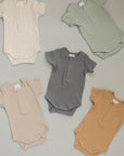 Oatmeal Organic Cotton Ribbed Snap Bodysuit