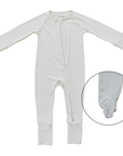 Cream Ribbed Bamboo Zipper