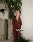 Girl's Bamboo Button Up Lounge Set | Christmas Plaid