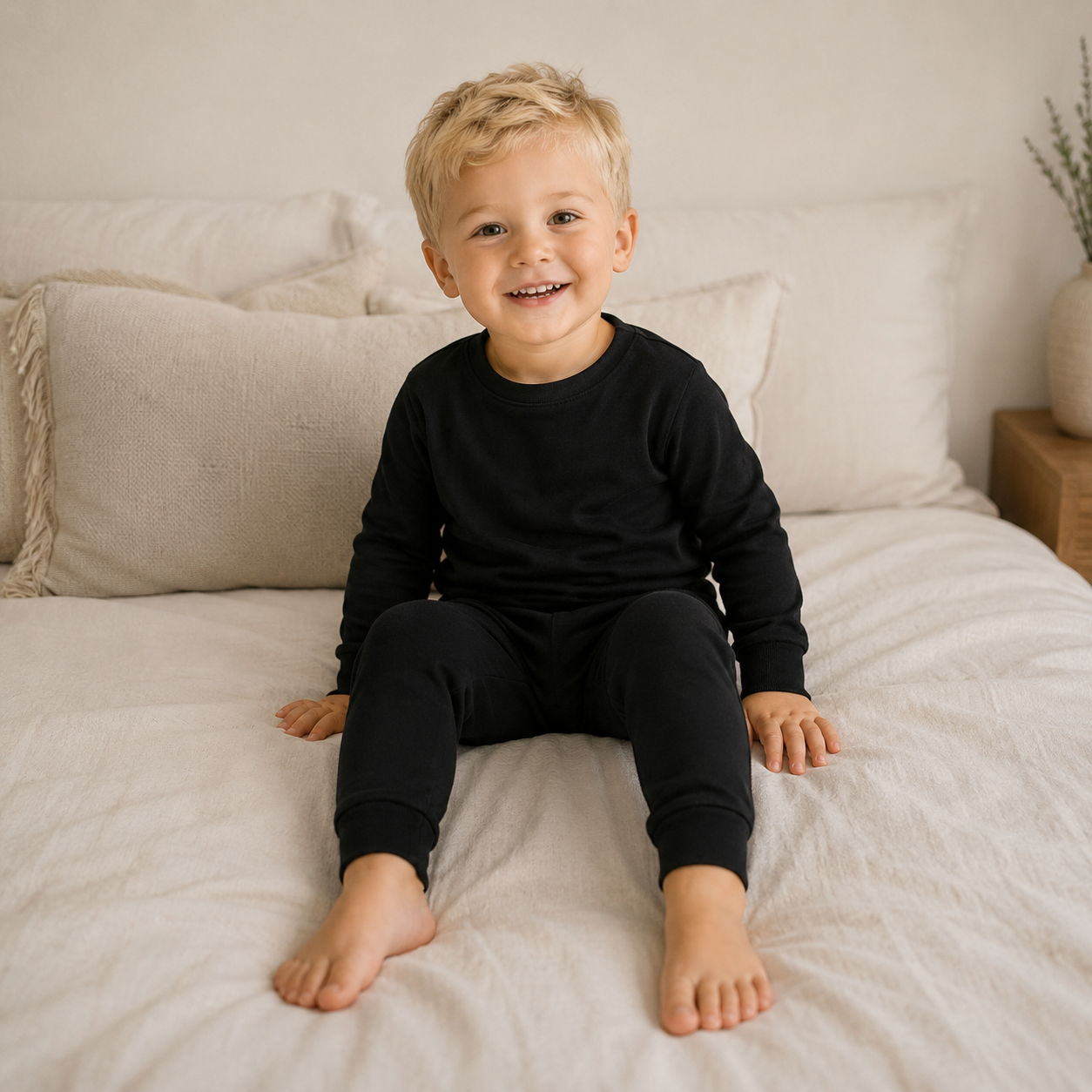 Bamboo Black Long Sleeve PJs