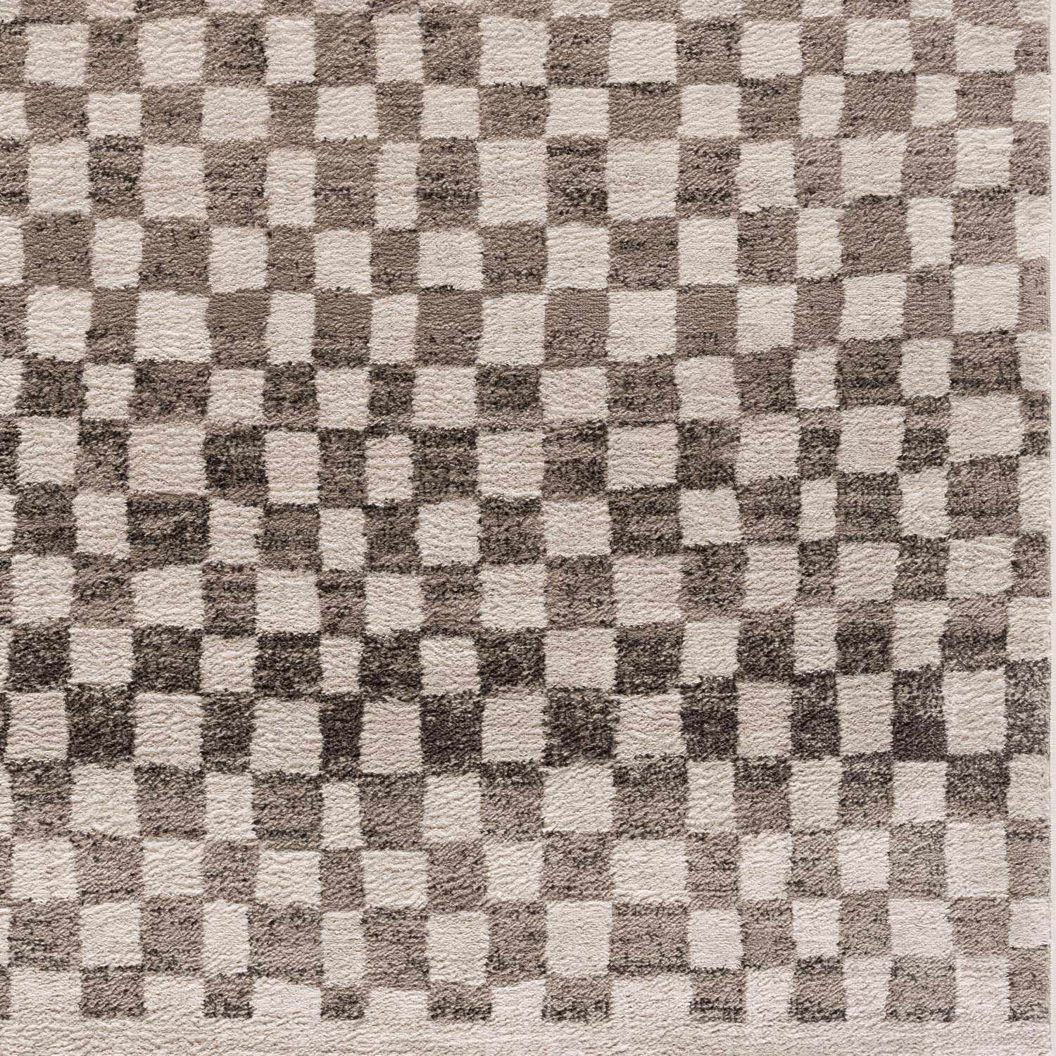 Benjy Cream &amp; Charcoal Checkered Area Rug