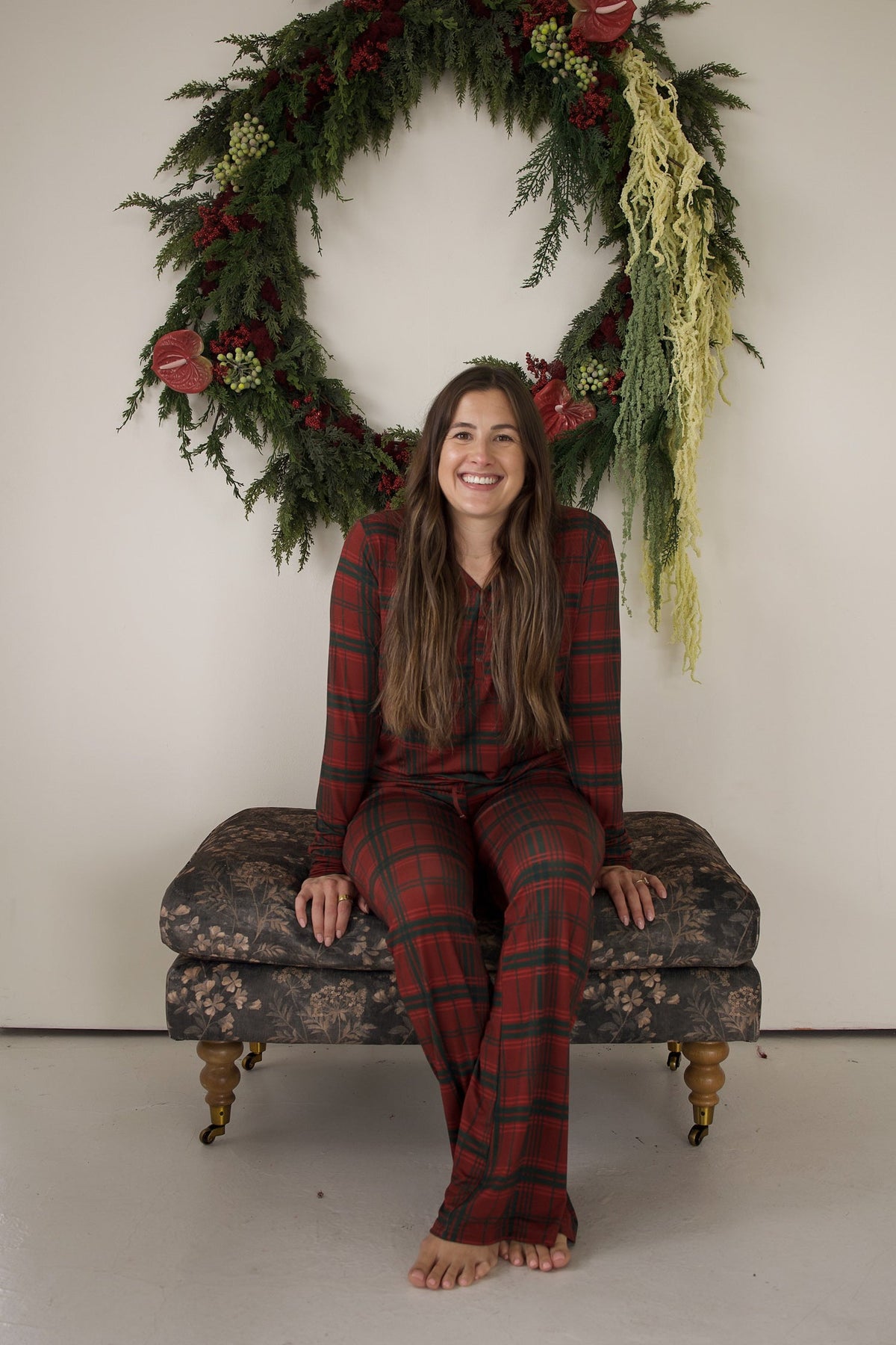 Women's Long Sleeve Bamboo Pajama | Christmas Plaid