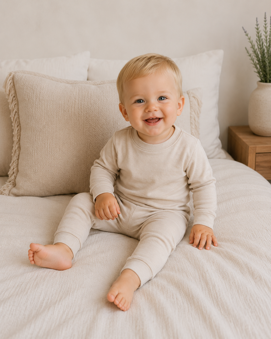 Bamboo Oatmeal Black Long Sleeve PJs