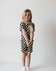 Bamboo Short Set | Black Checkerboard