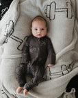 Bamboo Zip Pajamas | Charcoal Arm Day