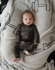 Bamboo Zip Pajamas | Charcoal Arm Day