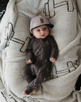 Bamboo Zip Pajamas | Charcoal Arm Day