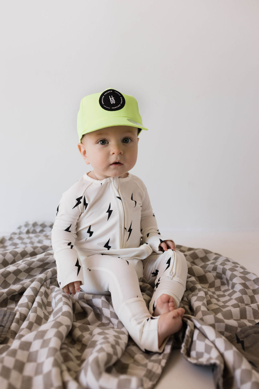 Bamboo Zip Pajamas | White &amp; Black Lightning Bolt