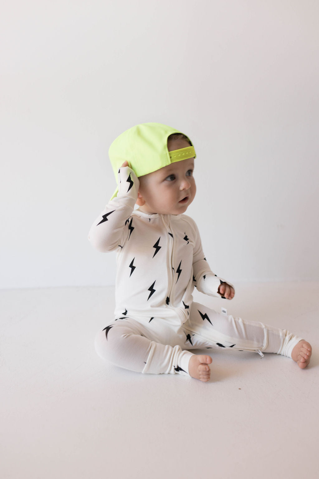Bamboo Zip Pajamas | White &amp; Black Lightning Bolt