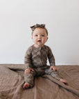 Bamboo Zip Pajamas | Faded Brown Checkerboard