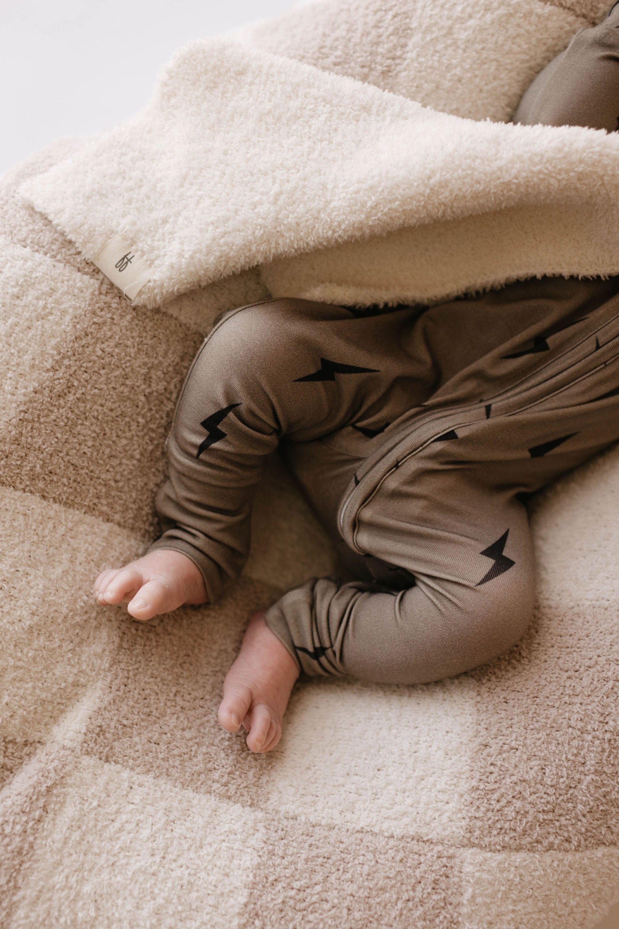 Bamboo Zip Pajamas | Brown &amp; Black Lightning Bolt