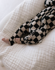 Bamboo Zip Pajamas | Black Checkerboard