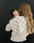 Taupe Checkered Muslin Burp Cloth