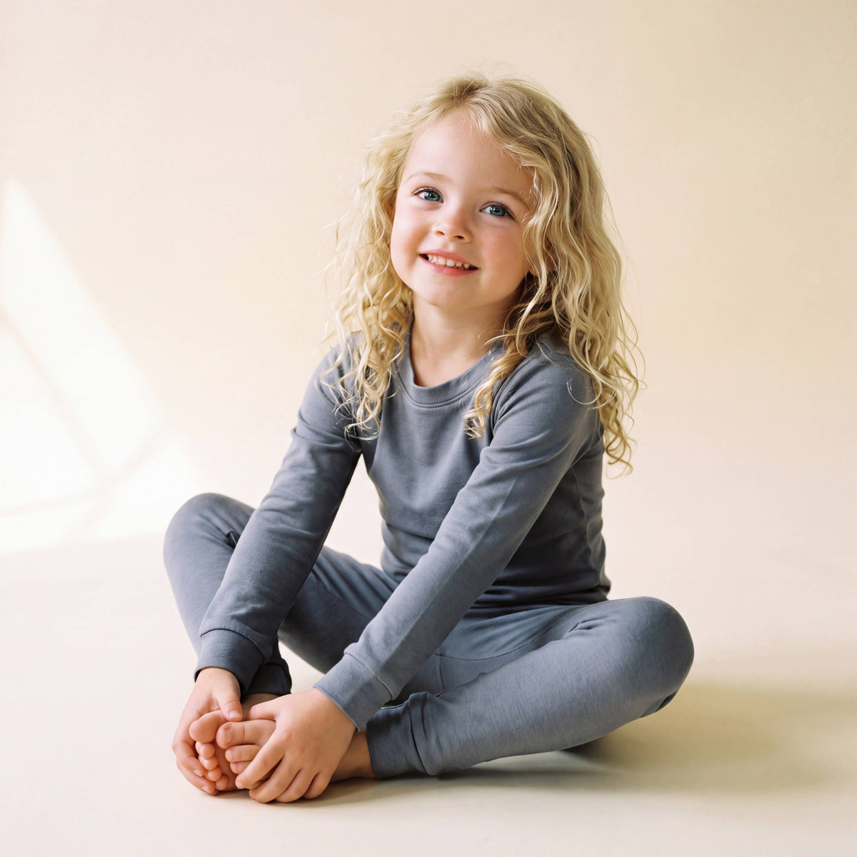 Modal Long Sleeve Pajama Set for Kids Grey
