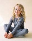 Modal Long Sleeve Pajama Set for Kids Grey