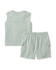 Acid Wash Boy Tee & Shorts Set - River Slate