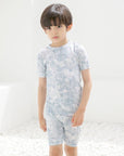 Bamboo Tie Dyeing Powder Blue Short Sleeve PJs: Powder Blue / L(4-5T)