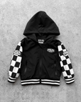 Hydro Letterman Jacket in Black + Cream Checkered