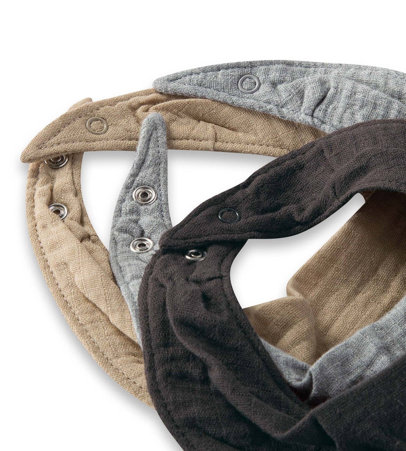 Organic Cotton Baby Bandana Bibs - Ash
