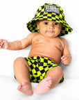 Hydro Bucket Hat in Neon Electric Lime + Black Checkered || PREORDER