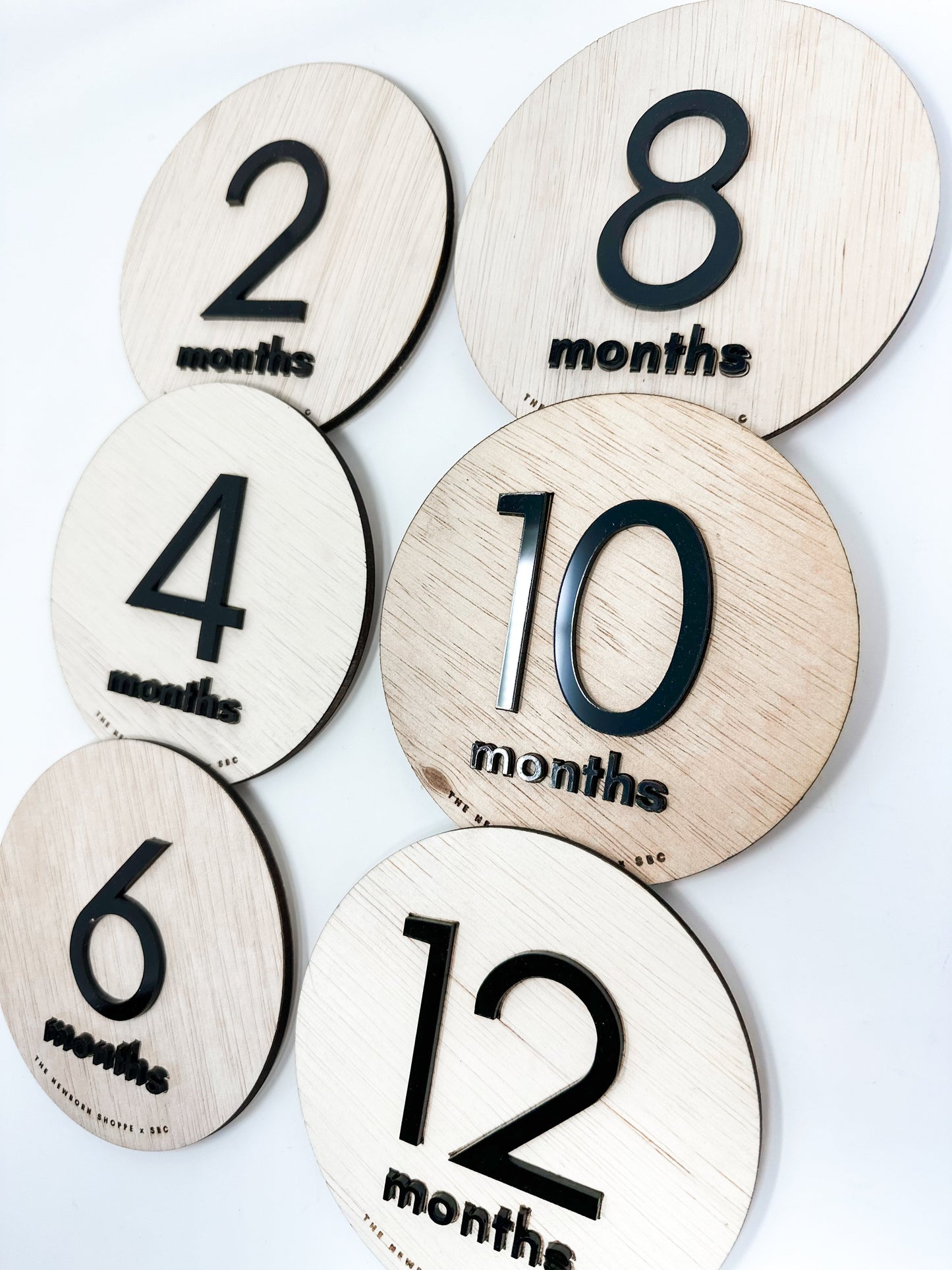 Baby Milestone Signs — Double Sided  (Wood with Black Acrylic)