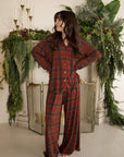 Women's Bamboo Button Up Lounge Set | Christmas Plaid
