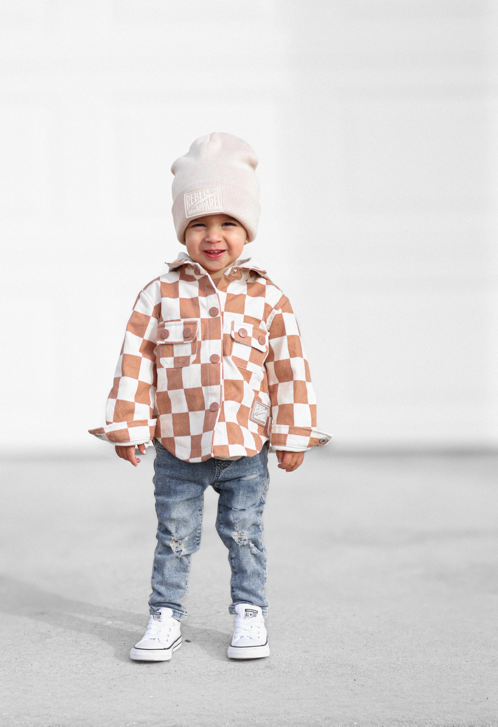 Hooded Flannel in Neutral Checkered
