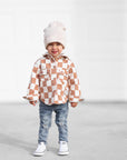 Hooded Flannel in Neutral Checkered