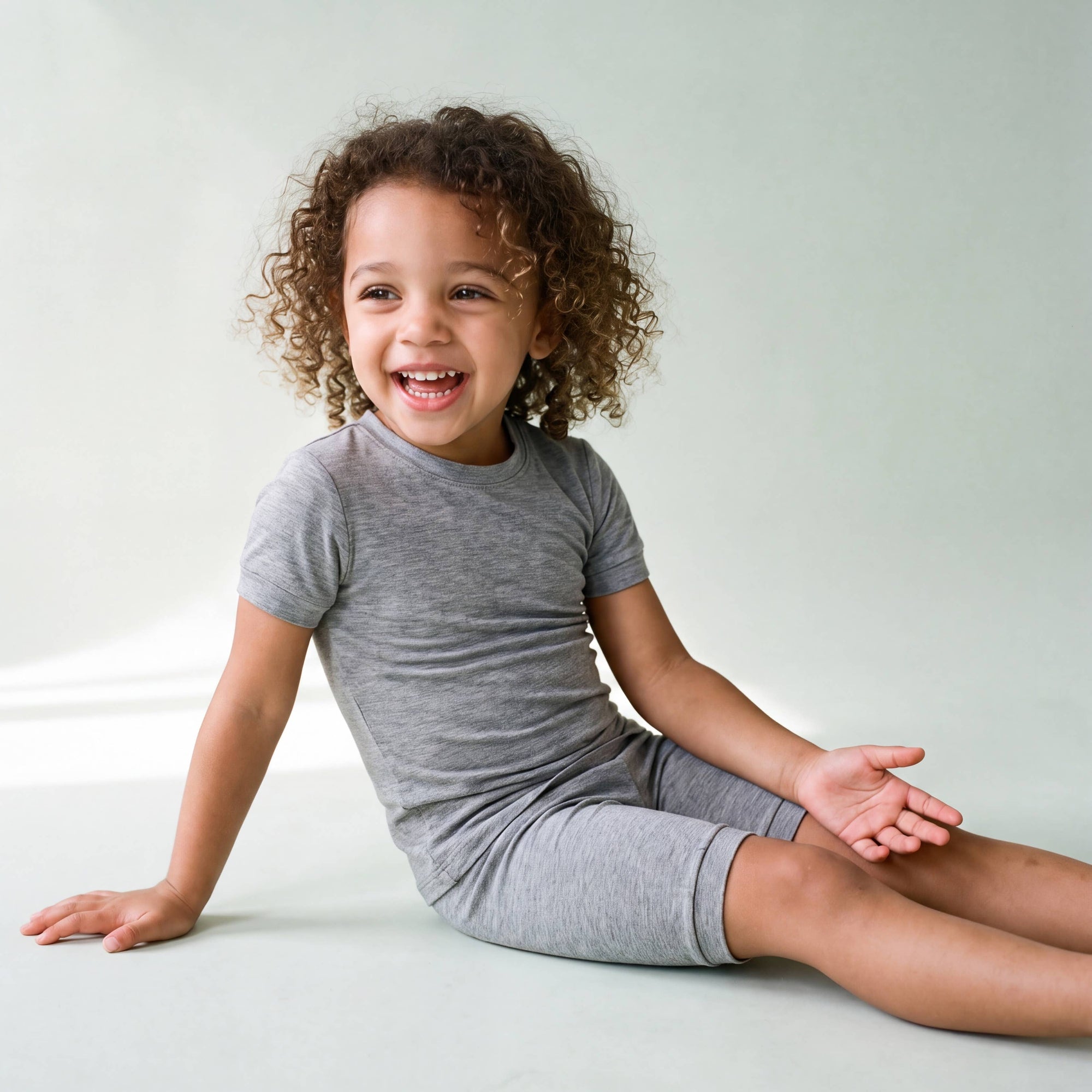 Viscose Short Sleeve Pajama Set for Kids Colorful Grey: 2XL(8Y)
