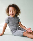 Viscose Short Sleeve Pajama Set for Kids Colorful Grey: 2XL(8Y)