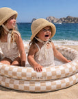 Ali+Oli Two-Ring Inflatable Kiddie Pool (Tan Checkers)