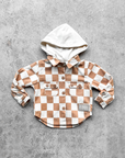 Hooded Flannel in Neutral Checkered