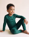 Modal Long Sleeve Pajama Set for Kids Green