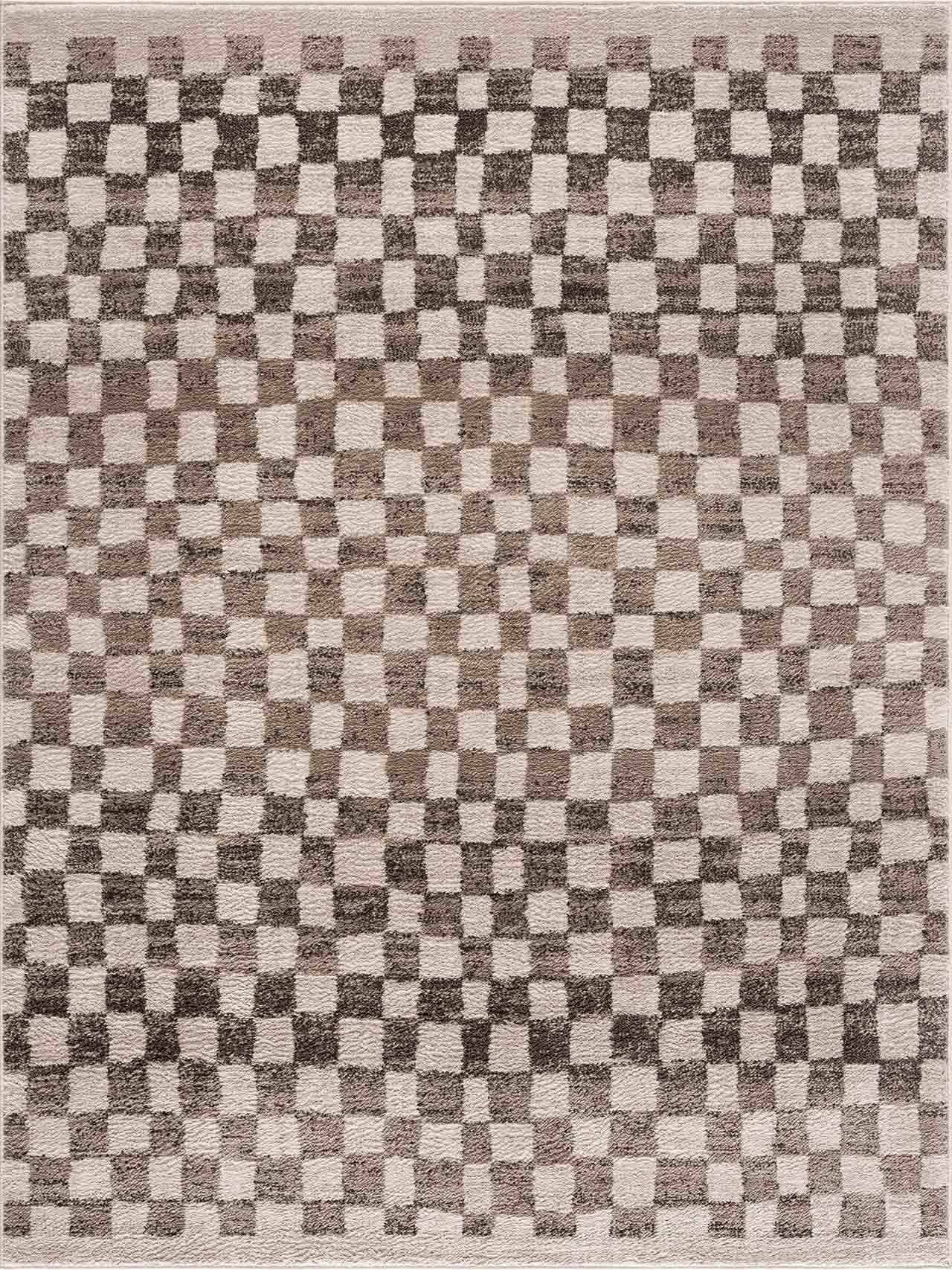Benjy Cream &amp; Charcoal Checkered Area Rug