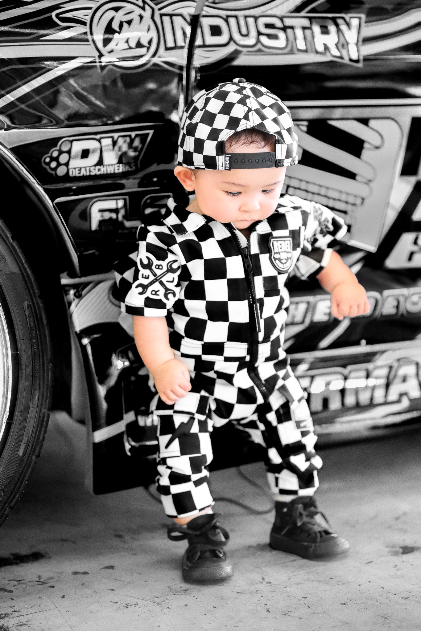 Pit Crew Romper in Venice